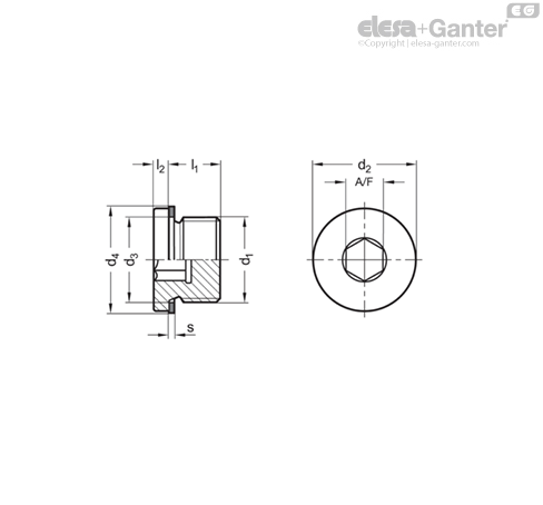 DIN 908-ST Korki gwintowane Stal | Elesa+Ganter